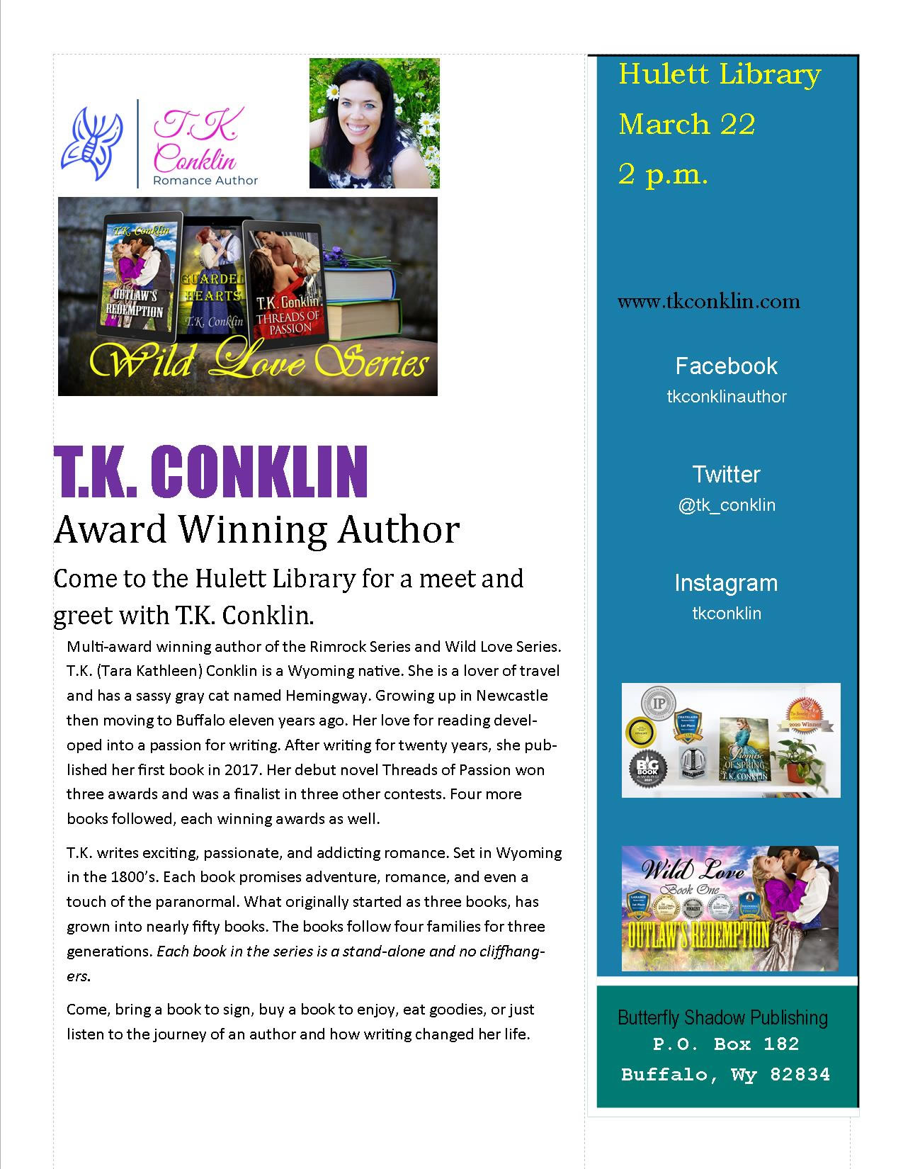 TK Conklin at the Hulett Library